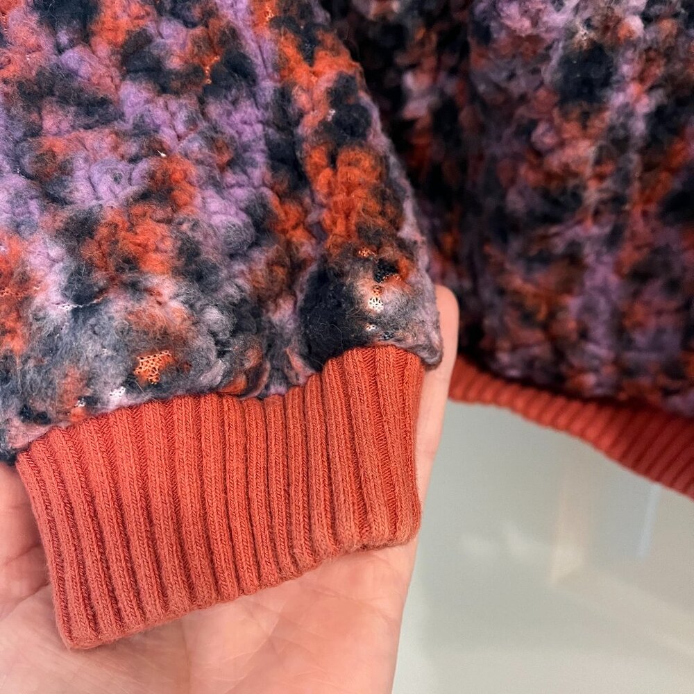 JoyLab *Purple & Coral* Animal Print | Half Zip Sherpa | XS | Pullover Fleece - Picture 6 of 9